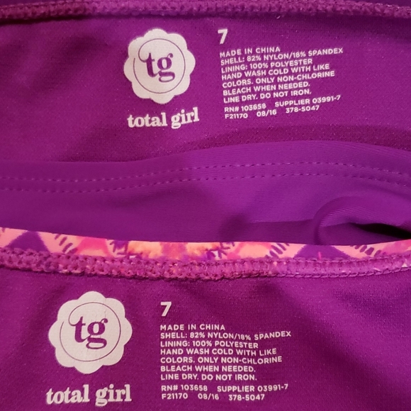 Like New Purple & Pink Girl's Zig Zag Tankini Sz 7 - Picture 3 of 8